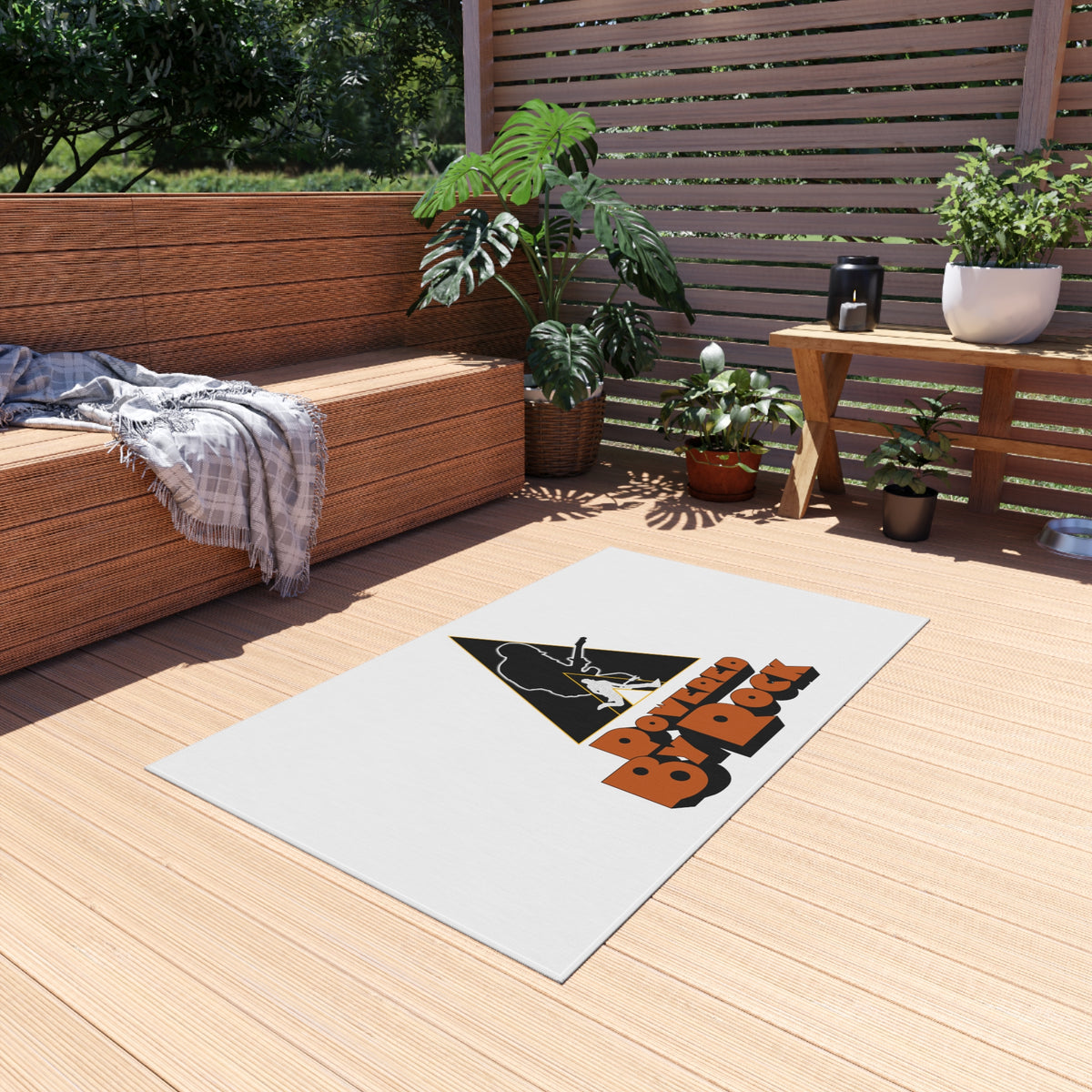 Powered By Rock Outdoor Rug - Just Like Clockwork Design