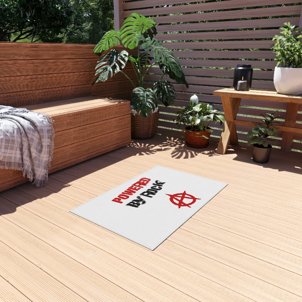 Powered By Rock Outdoor Rug - Punking Around Design