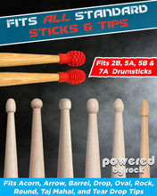 Load image into Gallery viewer, Drumstick Dampeners for Portable Drum Practice - 4 Pack of Silicone Drumstick Tips Reduce Clacking Sound from Sticks So You Can Practice Your Drumming Technique Without a Practice Pad