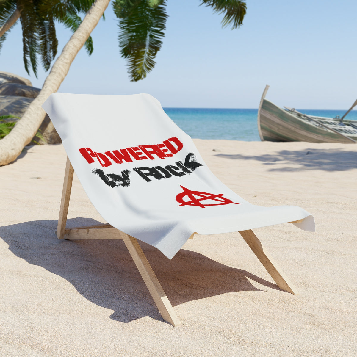 Powered By Rock Beach Towel - Punking Around Design