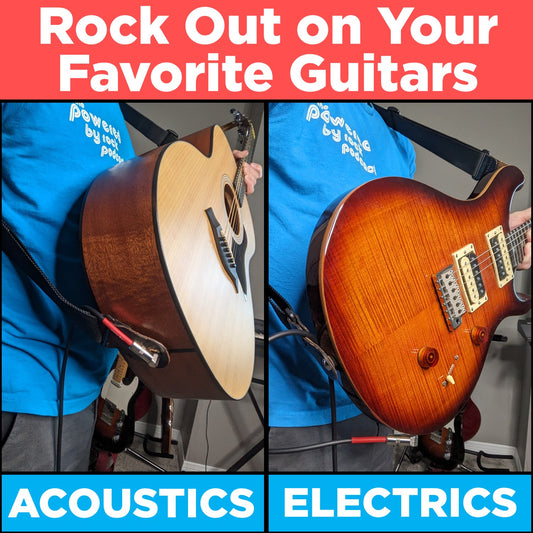 15ft Guitar & Bass Guitar - 1/4 Inch Cable With Right Angle Jack On One End - Black