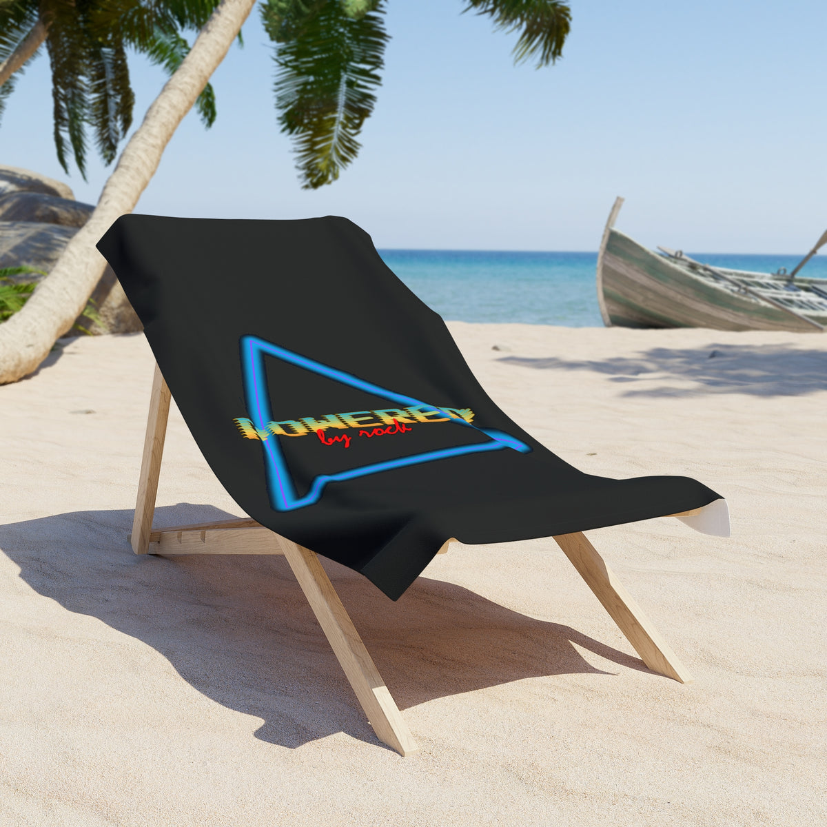 Powered By Rock Beach Towel - Rocking the Arcade Design