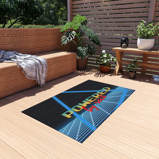 Powered By Rock Outdoor Rug - Rocking the Arcade Design