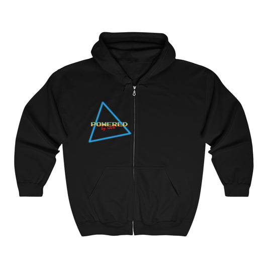 Powered By Rock Full Zip Hoodie - Rocking the Arcade Design