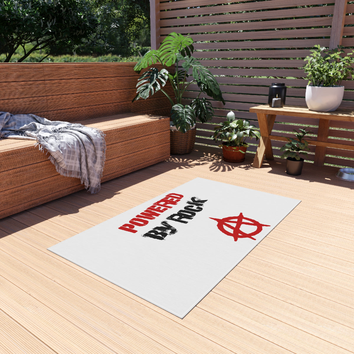 Powered By Rock Outdoor Rug - Punking Around Design