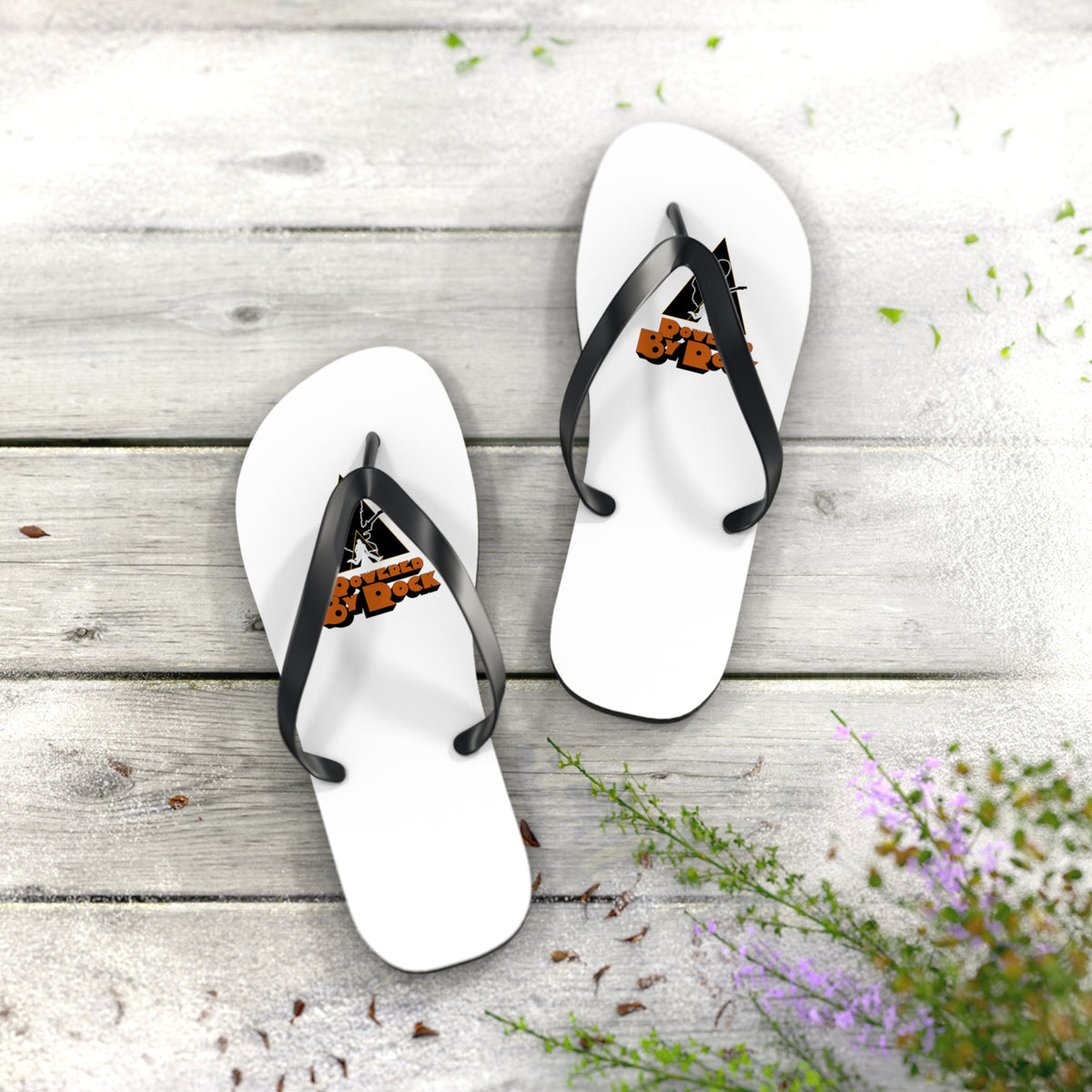 Powered By Rock Flip Flops - Just Like Clockwork Design