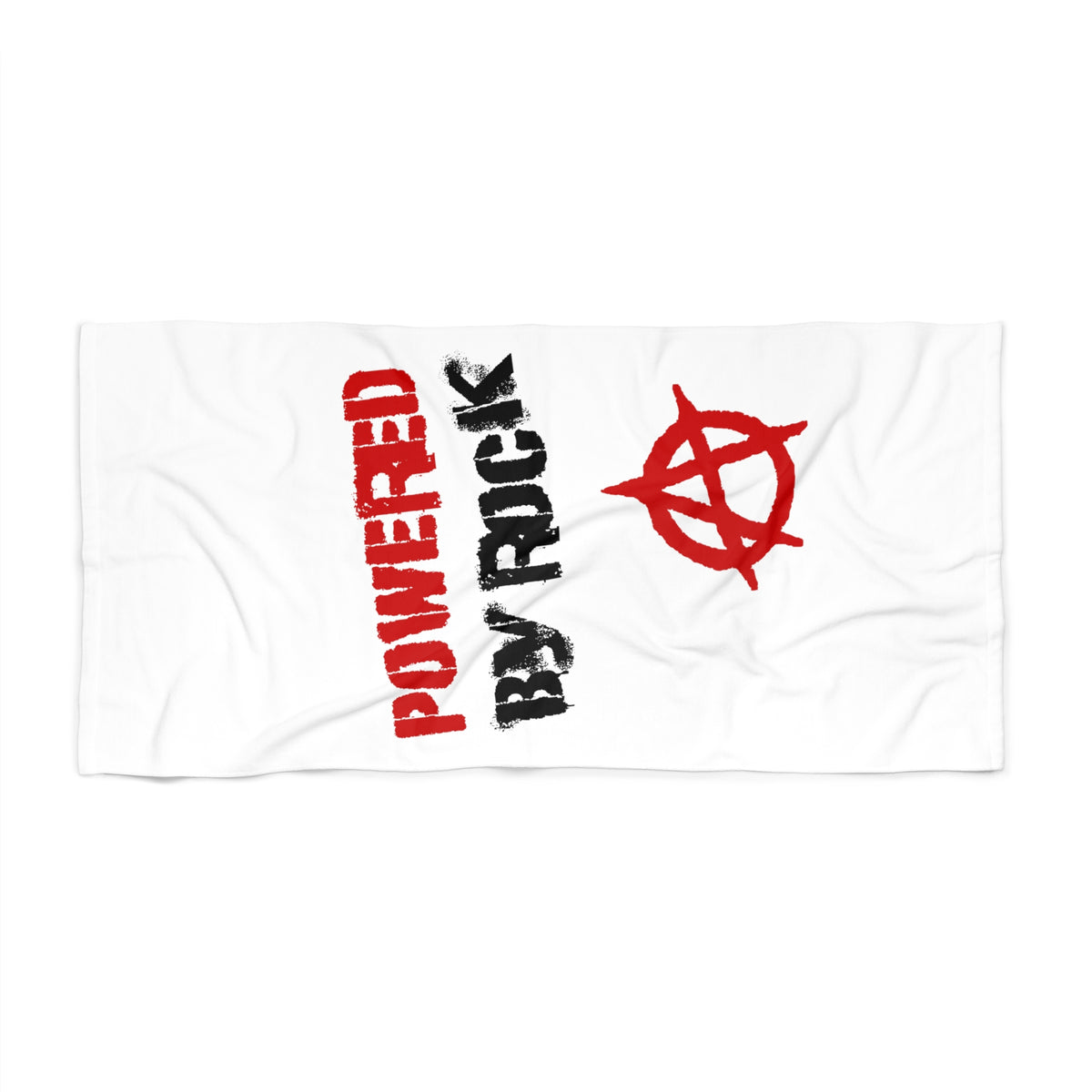 Powered By Rock Beach Towel - Punking Around Design