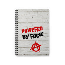Load image into Gallery viewer, Powered By Rock Spiral Notebook - Punking Around Design
