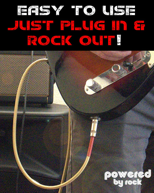 20ft Guitar & Bass Guitar - 1/4 Inch Cable With Right Angle Jack On One End - Red Rocker Braided
