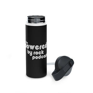 The Official Powered By Rock Podcast Stainless Steel Water Bottle, Standard Lid