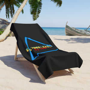 Powered By Rock Beach Towel - Rocking the Arcade Design