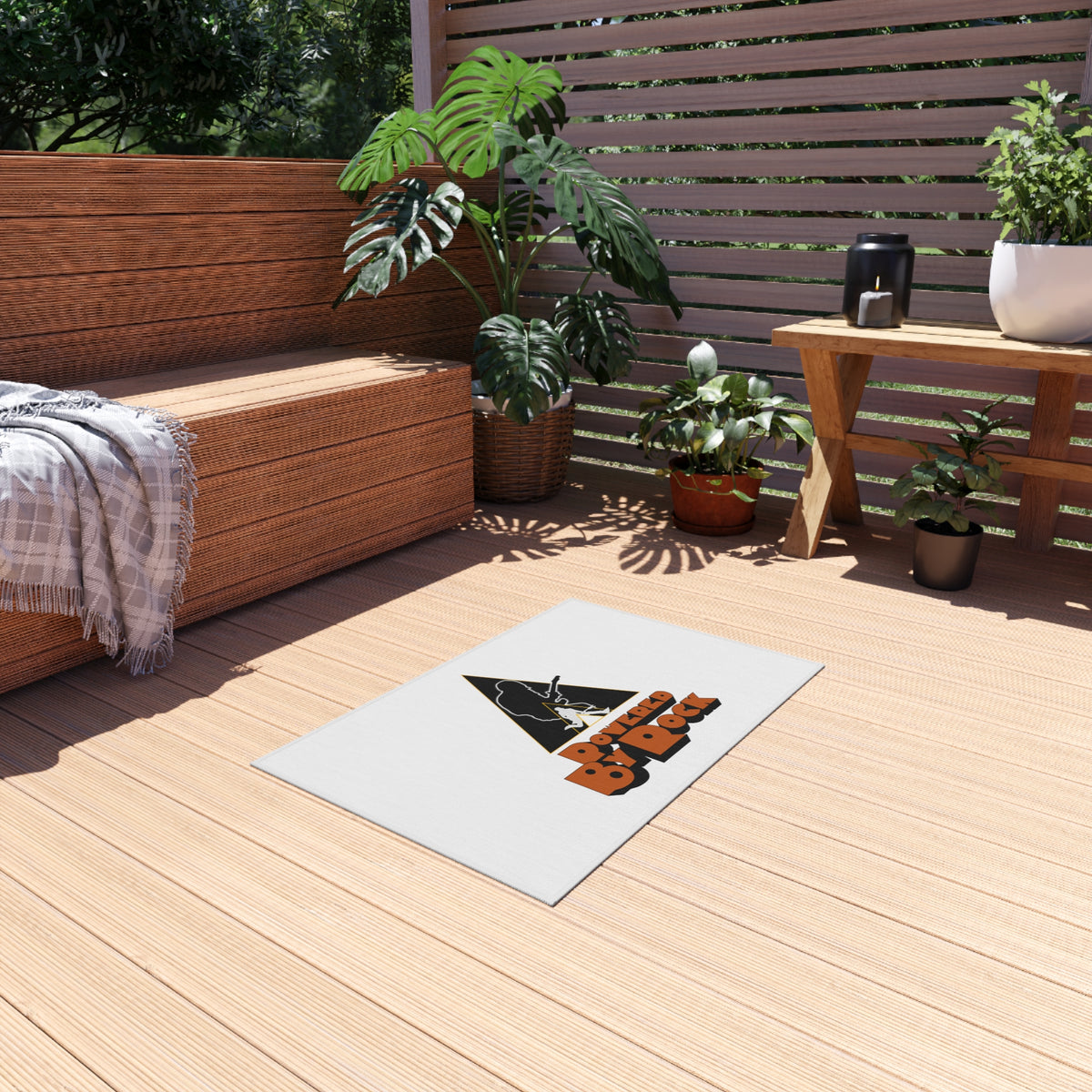 Powered By Rock Outdoor Rug - Just Like Clockwork Design