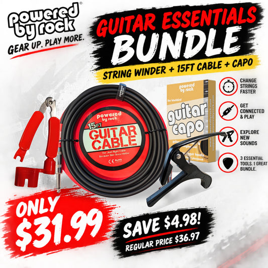 Gig Bag Essentials Kit - 15ft Guitar Cable + Capo + String Multi-tool